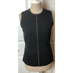 Linda Allard Ellen Tracy Charcoal Gray Sleeveless 100% Wool Top Blouse Women's 4